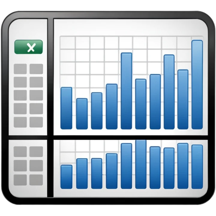 A UI icon for a spreadsheet, flat design, sharp black lines, minimalist, high contrast, isolated on white. emoji