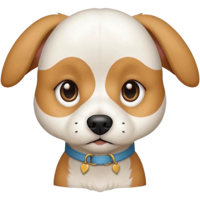 a white beagle x maltese x chi dog the size of a kelpie with light brown ears and a light brown patch on one eye emoji