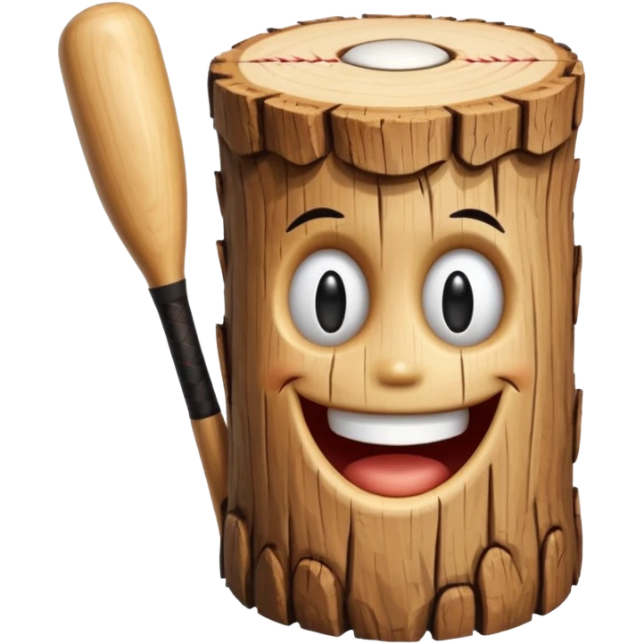 Make a wood with a smiley face and a baseball baton emoji
