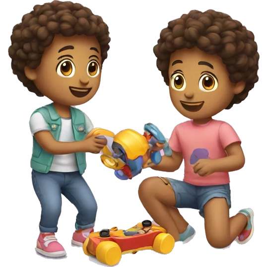 two friends playing with toys emoji