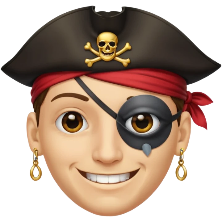 Eye patch pirate with earring, one eye covered
 emoji