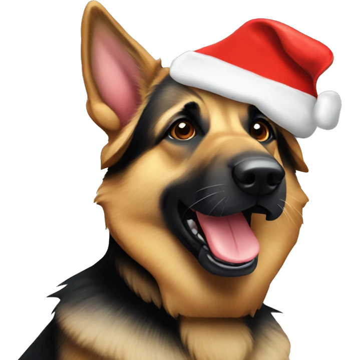 German shepard with santa hat emoji