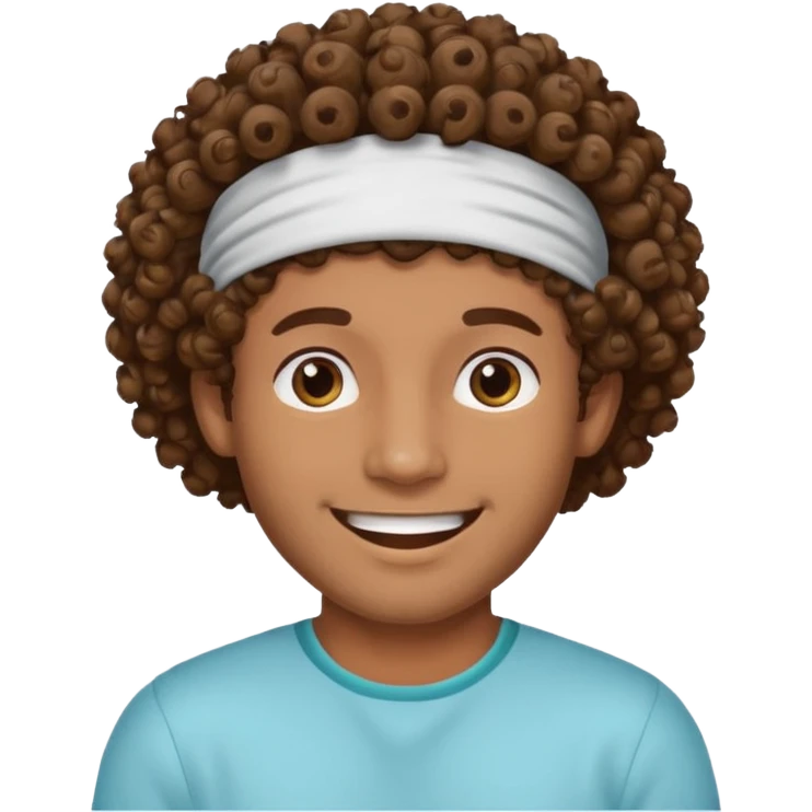 brown curly haired men with hairband emoji
