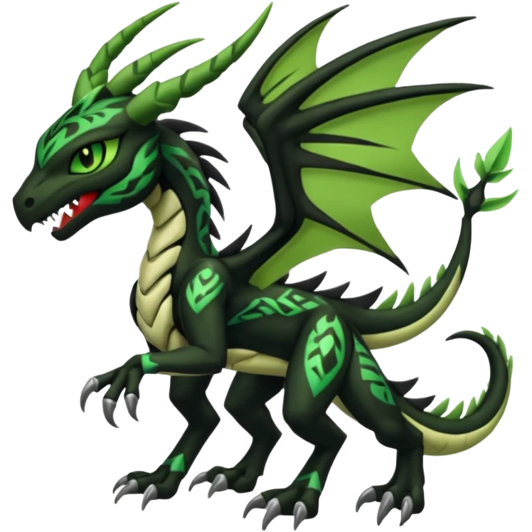 Meloetta-Venom-Scyther-Zekrom-Salandit-fusion, full body, tribal markings  emoji