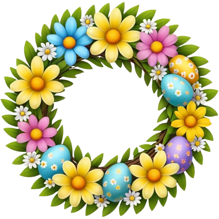 flower easter wreath, made exactly in a shape of an egg emoji