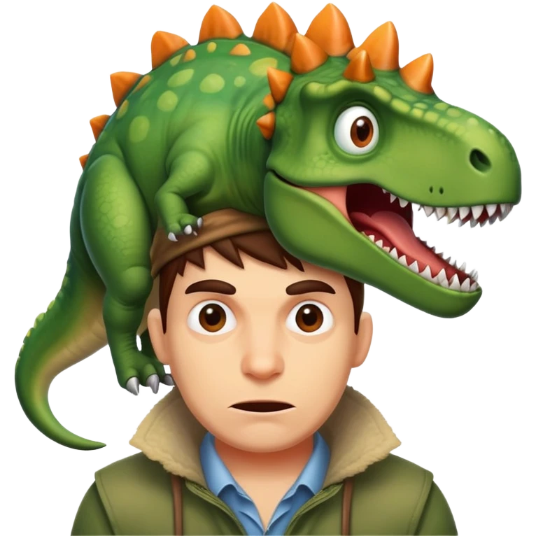 A mad man with a dinosaur on his hea emoji
