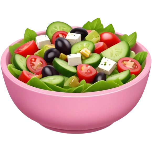 super realistic greek salad in small pink bowl emoji