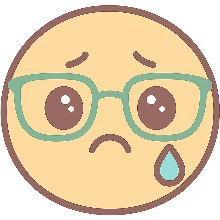 sad nerd emoji with expressive face and glasses emoji