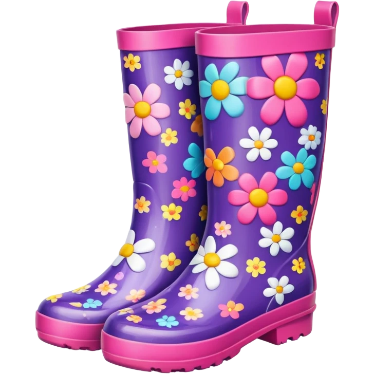 Rain boots with flowers on them emoji