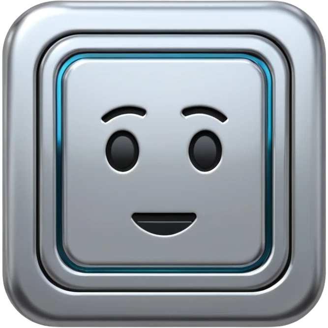 A futuristic microchip emoji made of polished silver chrome, minimal circuit details, smooth metallic surface, soft lighting, iOS emoji style, centered, clean white background emoji