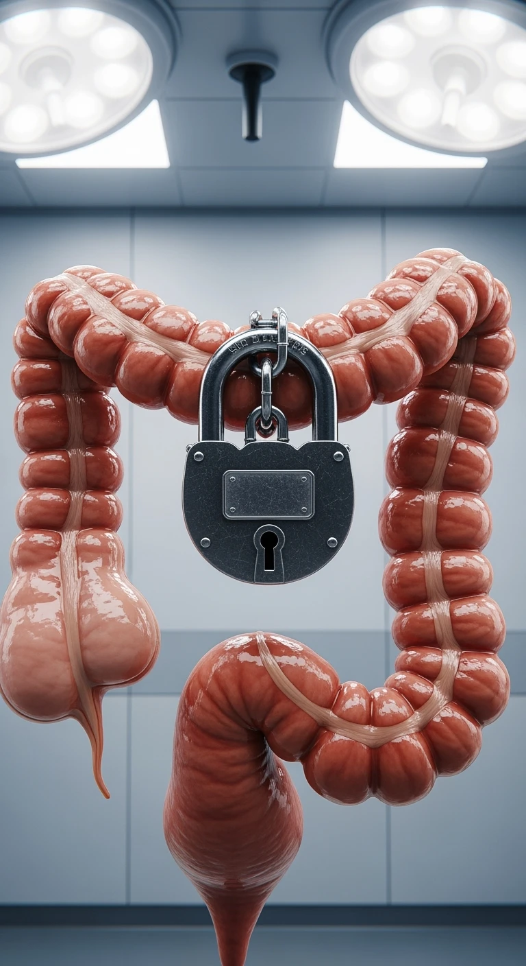 COLON UMANO CON LUCCHETTO DI BLOCCO, IPERREALISTICO 4K emoji