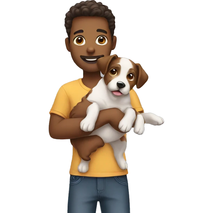 a man adopting a puppy emoji