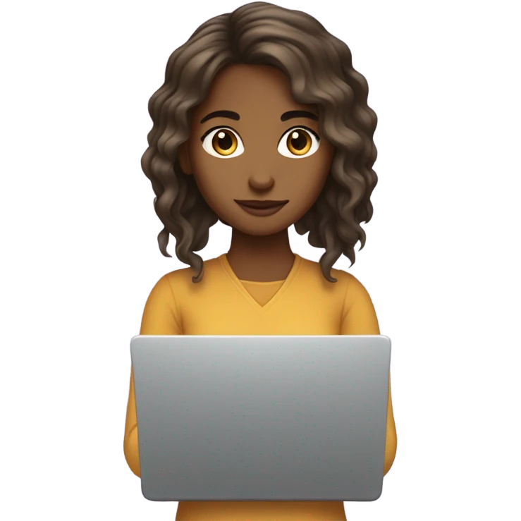 Medium hair light skin  Brown girl, computer science intern with a coding laptop  emoji