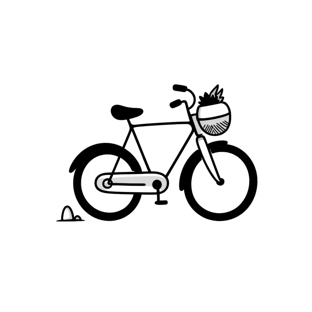 Hand-drawn bicycle with bell emoji