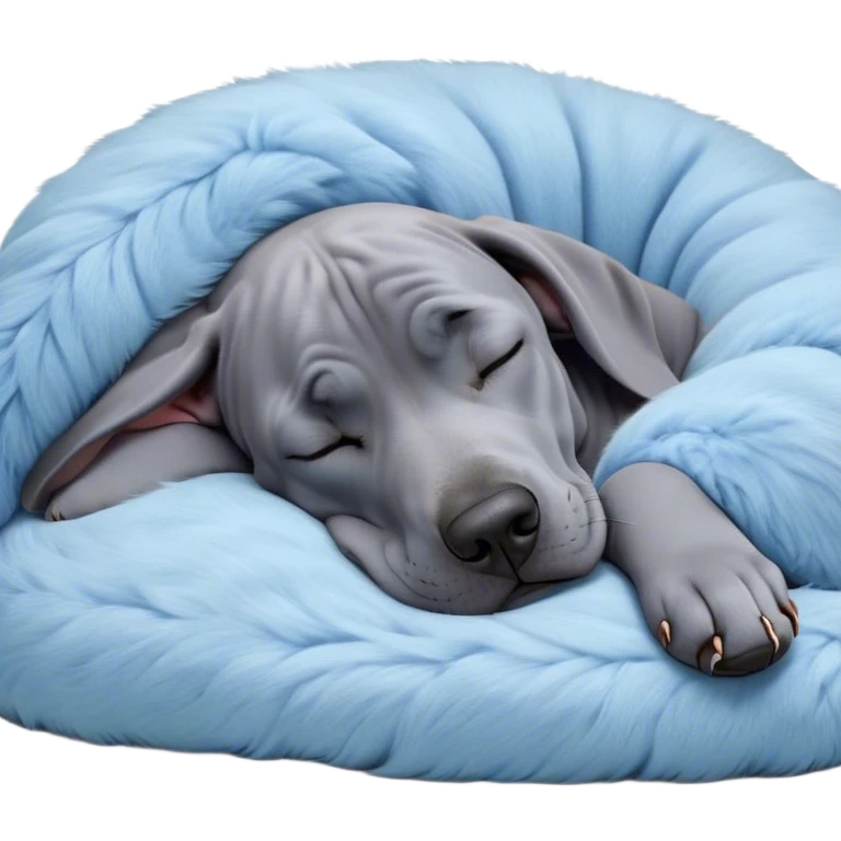 Meme-Worthy Cute Sleeping Blue Great Dane Portrait Emoji, Head resting peacefully with a contented smile, showcasing a delightfully massive build and a luxuriously soft blue Fur, eyes shut in a serene nap, Simplified yet hilariously adorable features, highly detailed, glowing with a soft, drowsy light, high shine, relaxed and utterly lovable, stylized with an air of playful laziness, bright and heartwarming, soft glowing outline, capturing the essence of a comically sleepy guardian, so meme-worthy it feels like it could instantly become the next viral sensation of adorable slumber! emoji