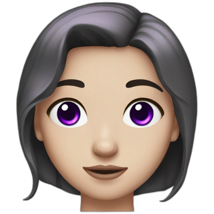a white girl with purple eyes, half hair black and half hair white emoji