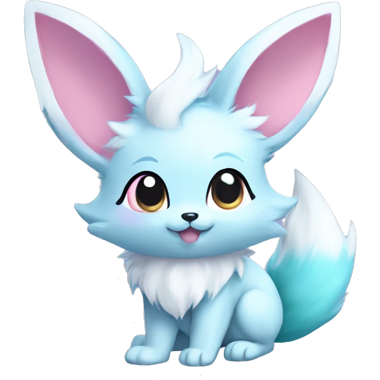 Kawaii Pastel Cotton-Candy-Colored Eeveelution-Cute-fox-Bunny-Pokémon-fusion full body emoji