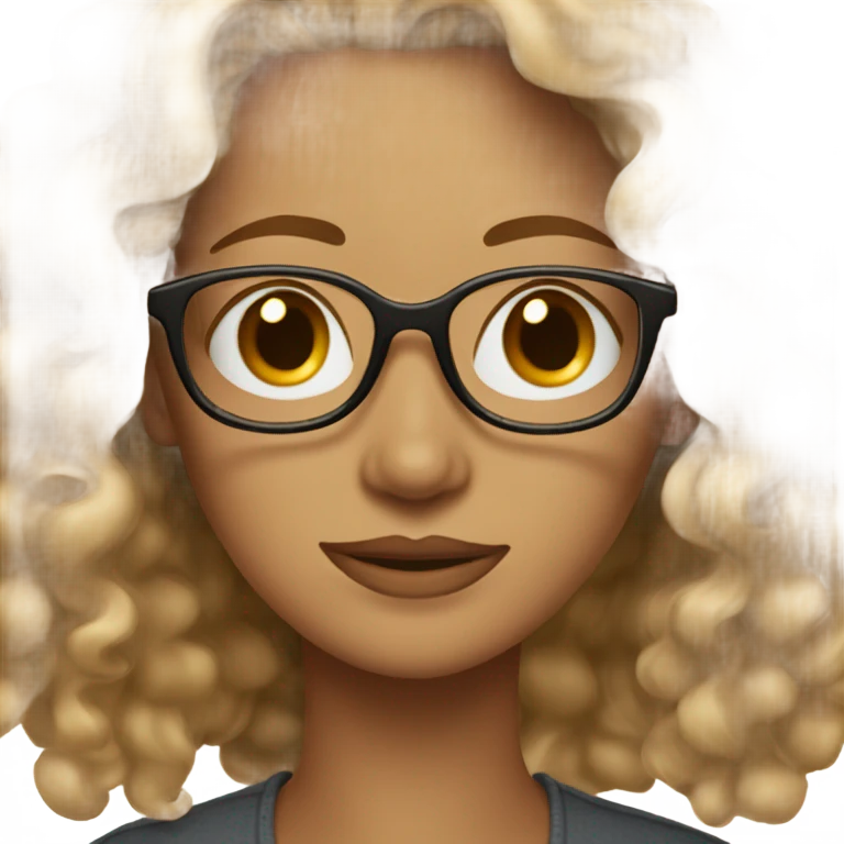 Gorgeous light brown woman with medium length blonde curly hair and glasses emoji