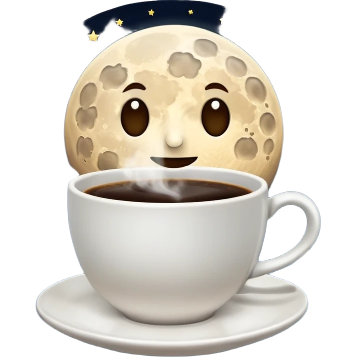 A full moon in the sky over a cup of coffee emoji