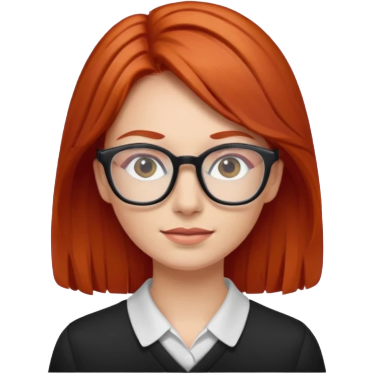 red-haired woman wearing glasses emoji
