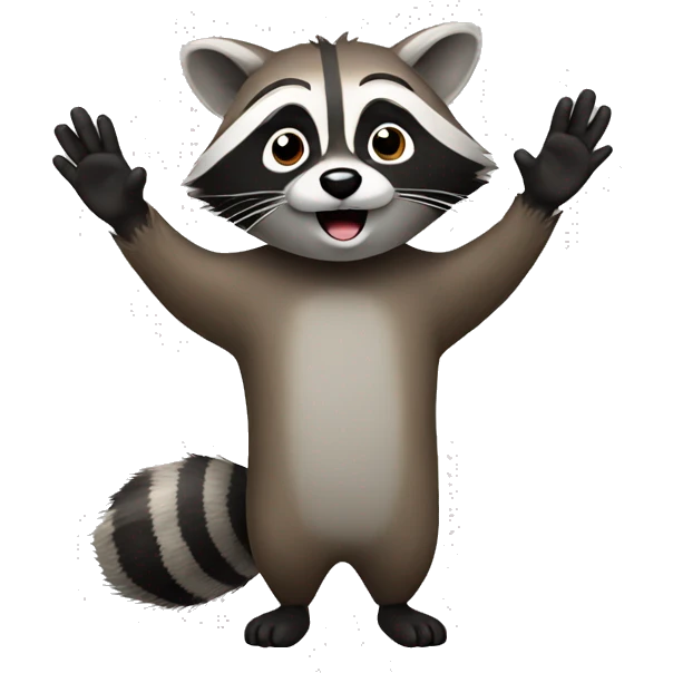 raccoon with 2 raised hands emoji