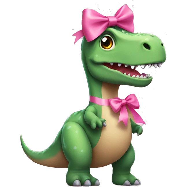 dinosaur with a little pink ribbon emoji