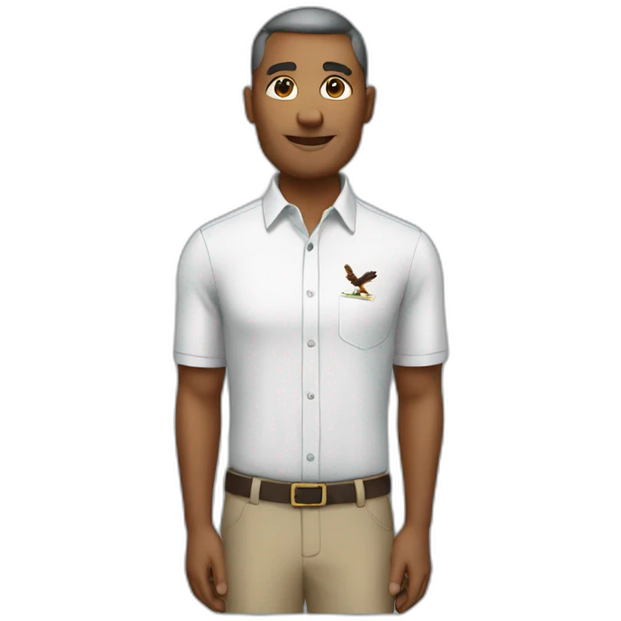 principal wearing shirt with eagle emoji