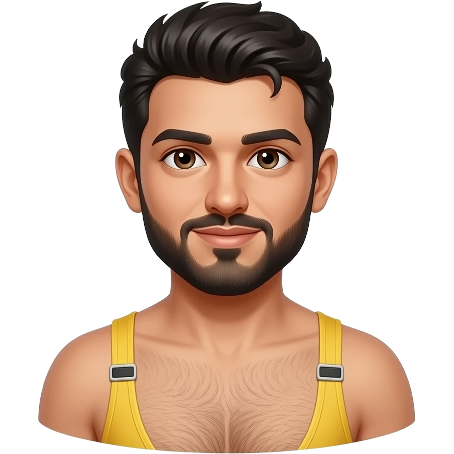 Arab man in yellow jock strap wearing white gym socks with yellow stripe emoji