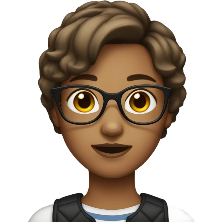 girl with short brown hair and glasses  emoji