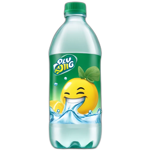 yellow liquid in a poland spring water bottle laying on it's side emoji
