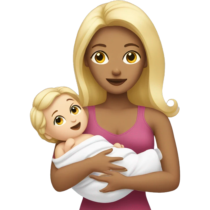 blonde woman holding her newborn emoji