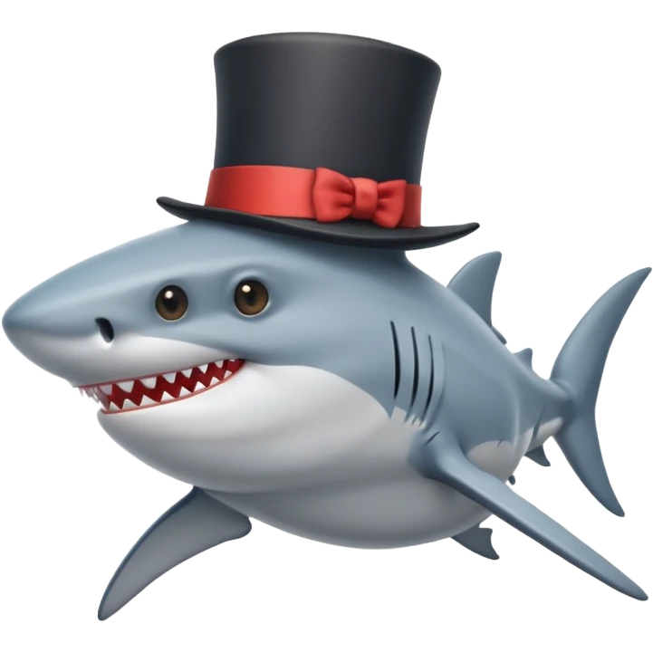 Shark with a top hat emoji