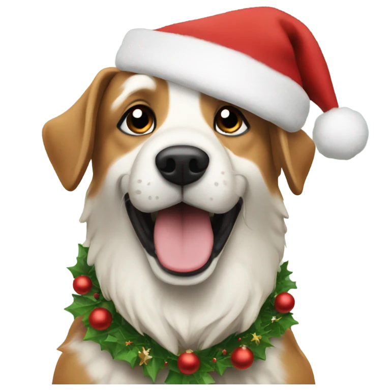 Create a Merry Christmas message with dogs celebrating the holiday in good cheer emoji