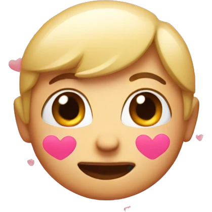 an emoji with pink hearts face emoji