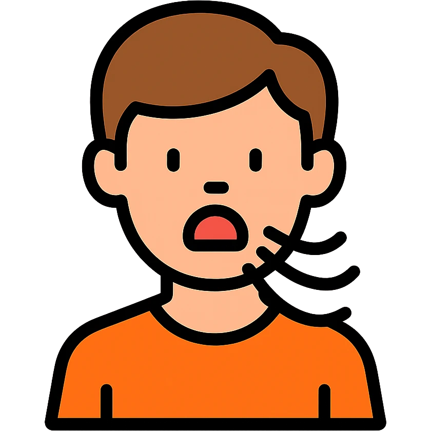 colored medical style icon of a person breathing through the mouth, clear emoji