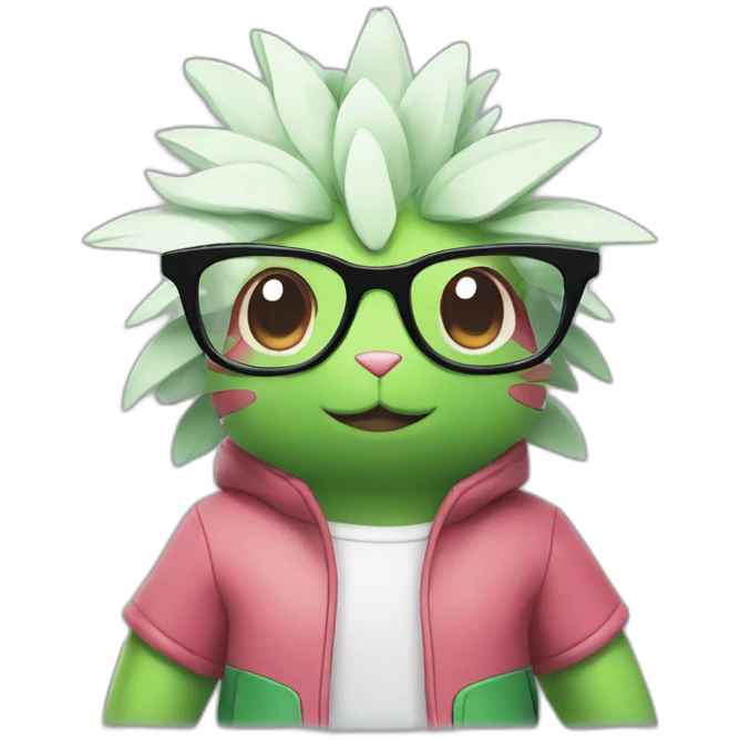 Shaymin pokemon wearing glasses emoji