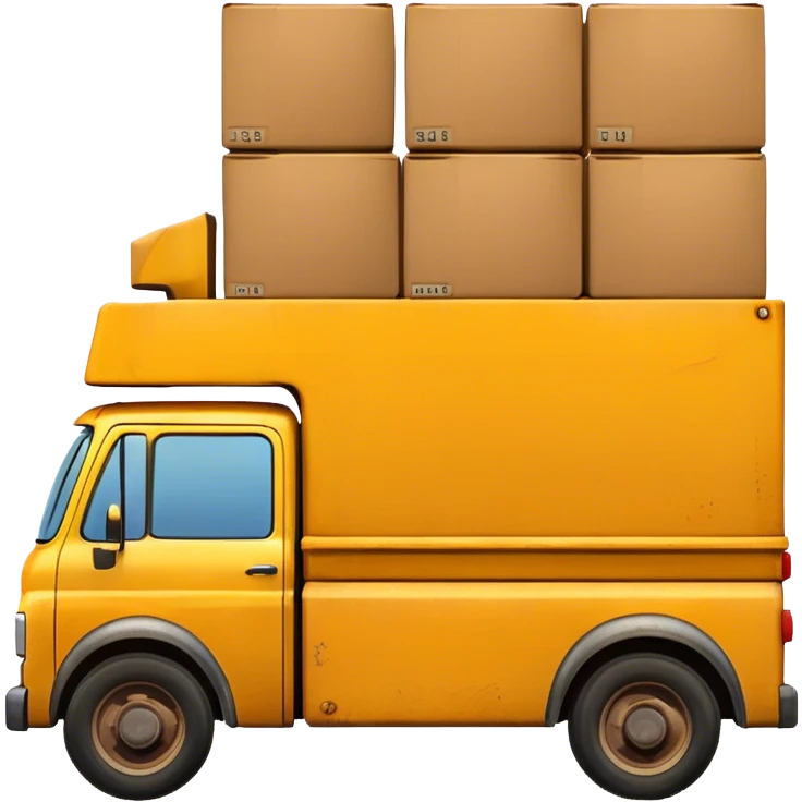 yellow truck with boxes emoji