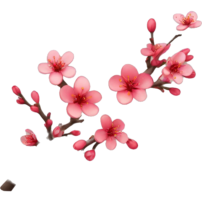 red, plum blossoms, expression emoji