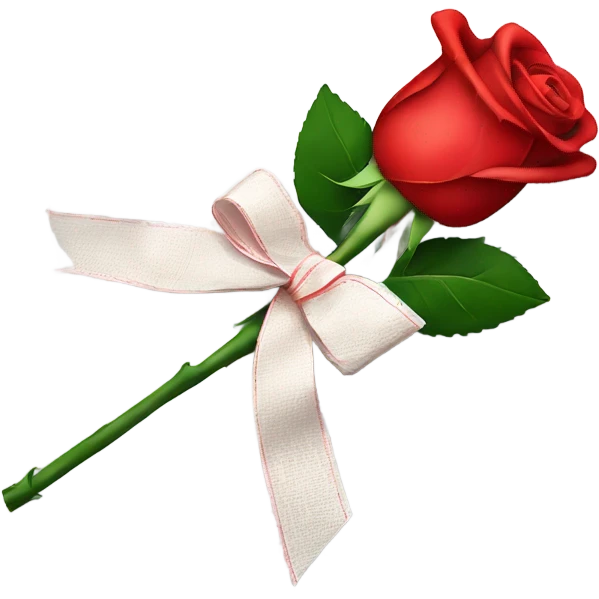 1 single Red rose wrapped in tissue paper with a ribbon  emoji