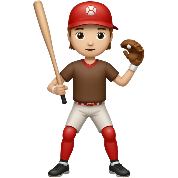 A wood sick that has a face, arms, and legs. Holding a bat emoji