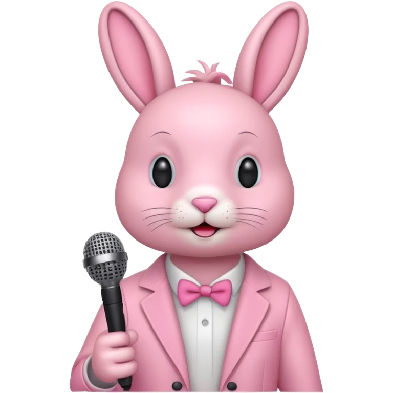 pink bunnie singing , holding mic emoji