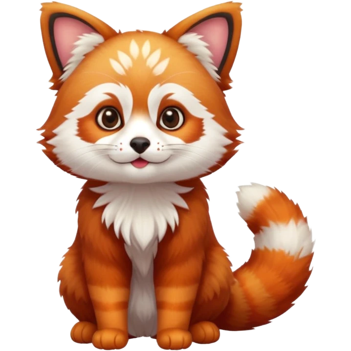 Cute Adorable Red Panda Cat hybrid full body emoji