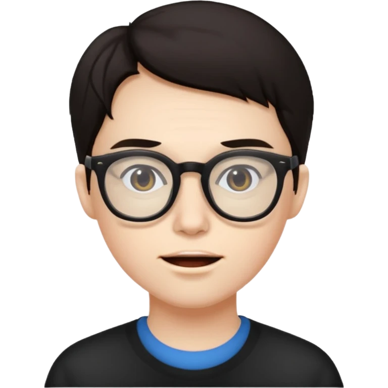 Mute Face but with a wide jaw and wearing glasses emoji