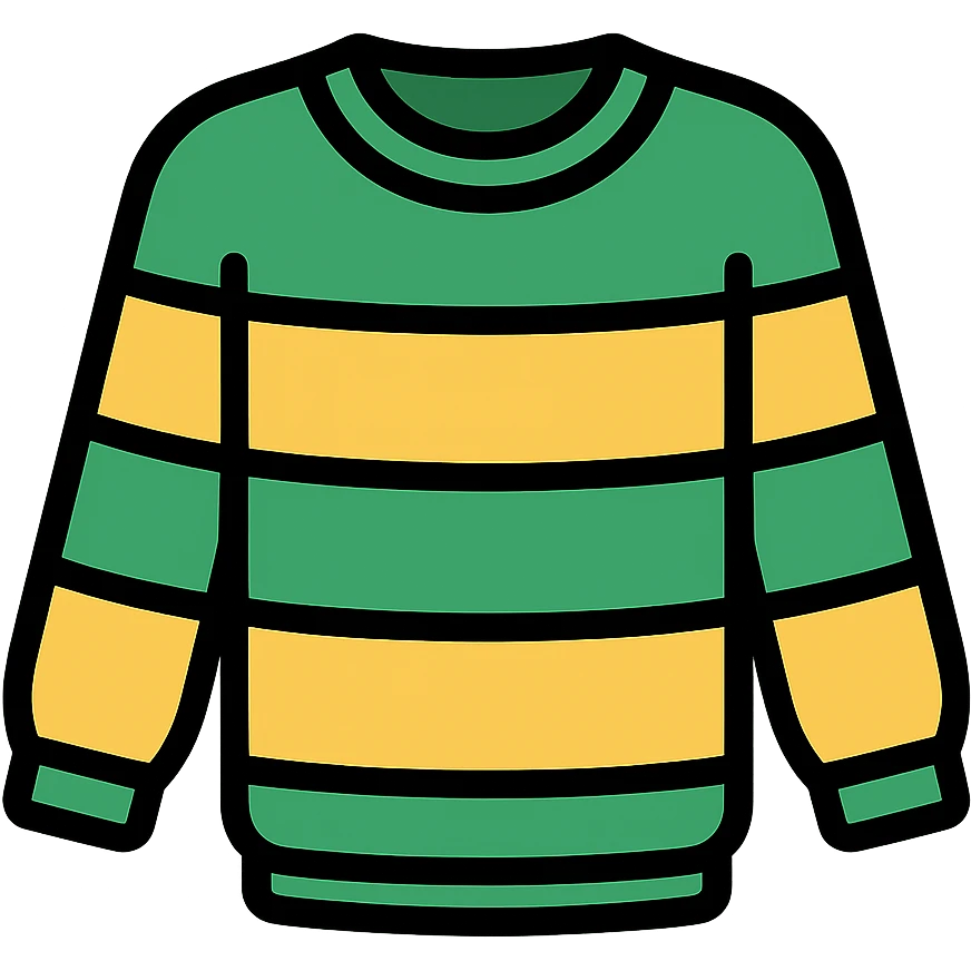 sweater with green and yellow horizontal stripes, clean icon style emoji