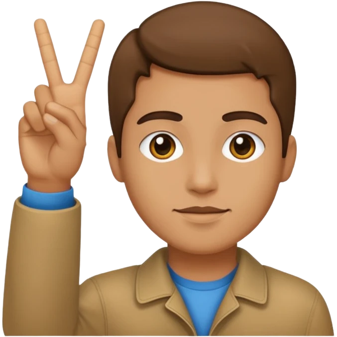 Person holding up peace sign emoji