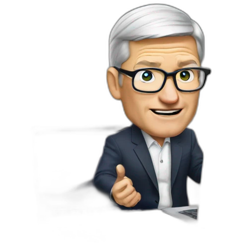 tim cook with macbook at office emoji