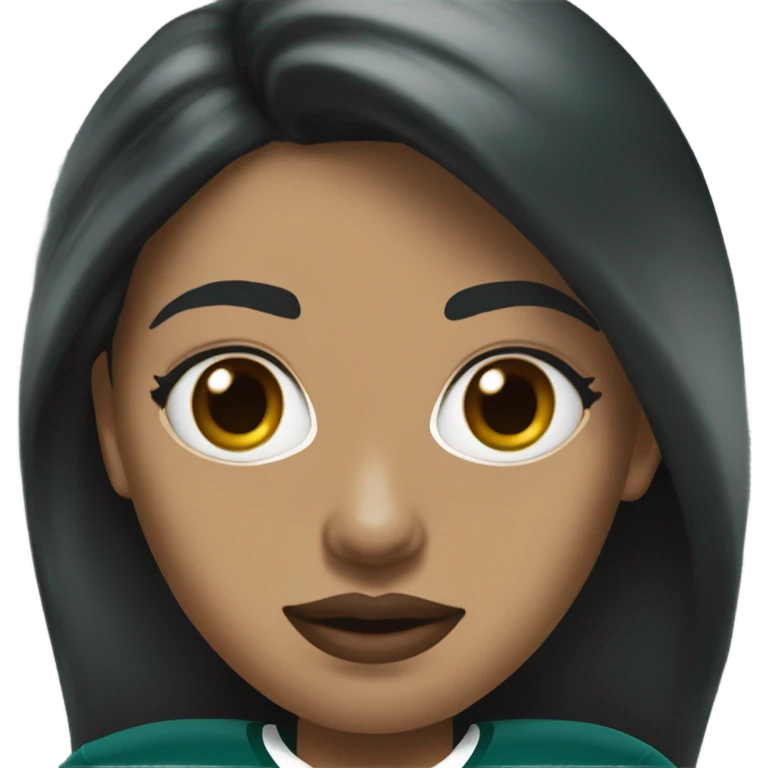  White female dark hair red lips wearing Philadelphia Eagles jersey emoji