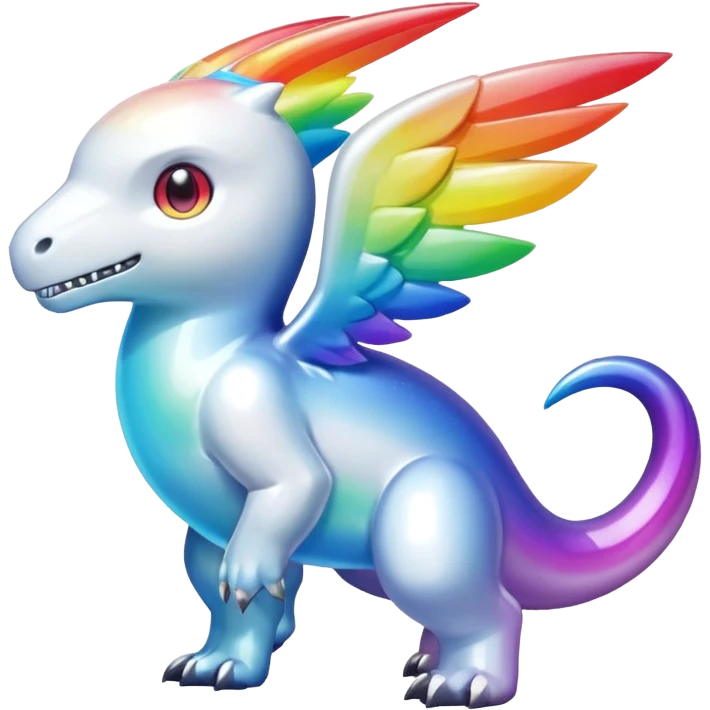 white iridescent rainbow-gradient shiny Fakémon-Digimon (full body) emoji
