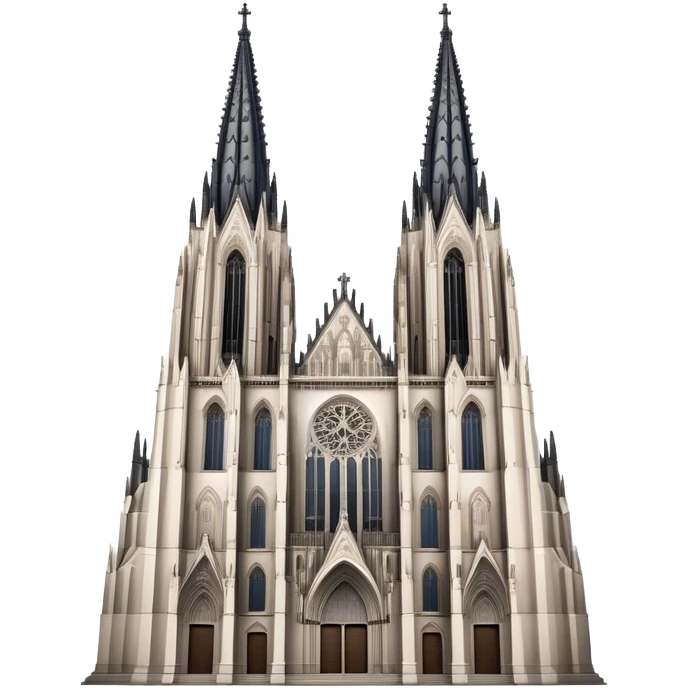 Cinematic Realistic Cologne Cathedral Landmark Emoji, showcasing Gothic architecture rendered with detailed stone textures and majestic, dynamic lighting. two tall  tall towers on either side emoji