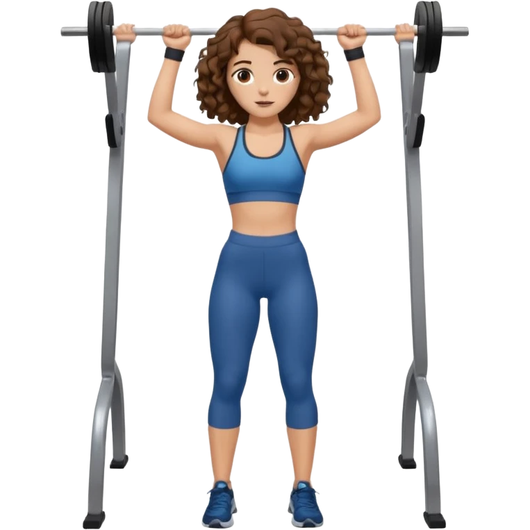 full body, very beautiful italian girl, looking like Emma Watson, with curly and big volume very bright brown hair, workout clothes doing a pullup

 emoji